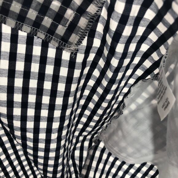 J Crew Factory Pants Womens 8 Gingham Cropped Straight Skimmer Cotton Navy Blue - Picture 8 of 9